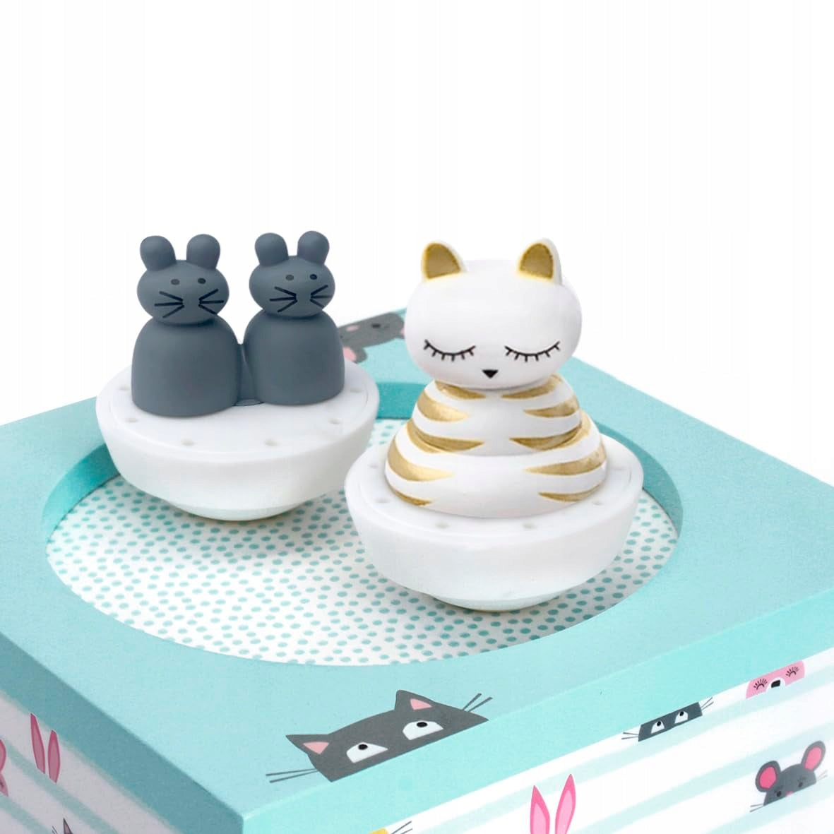 TROUSSELIER Cat and Mousemagnetic music boxage 12 m+dominant colour bluedimensions 11.4 x 11.4 x 6.3