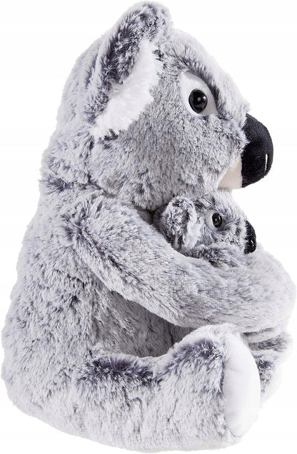 HEUNEC Misanimo MIŚ KOALA z dzieckiem 27 cm, szary pluszak SoftWool dla dzieci 0+