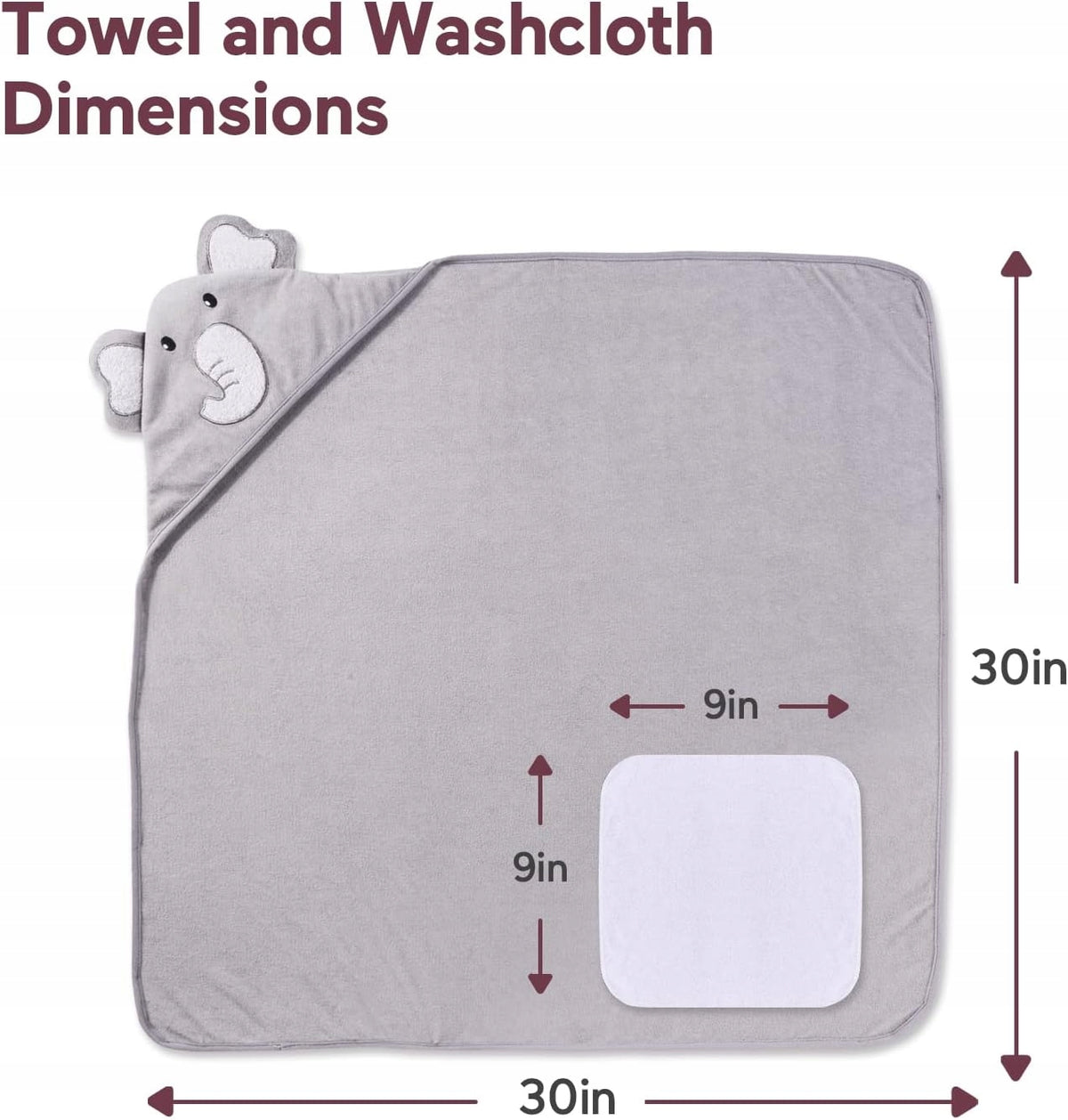 MOMCOZY prosop cu glugă x2 76x76 +6 24x24 lavete pentru spălat
