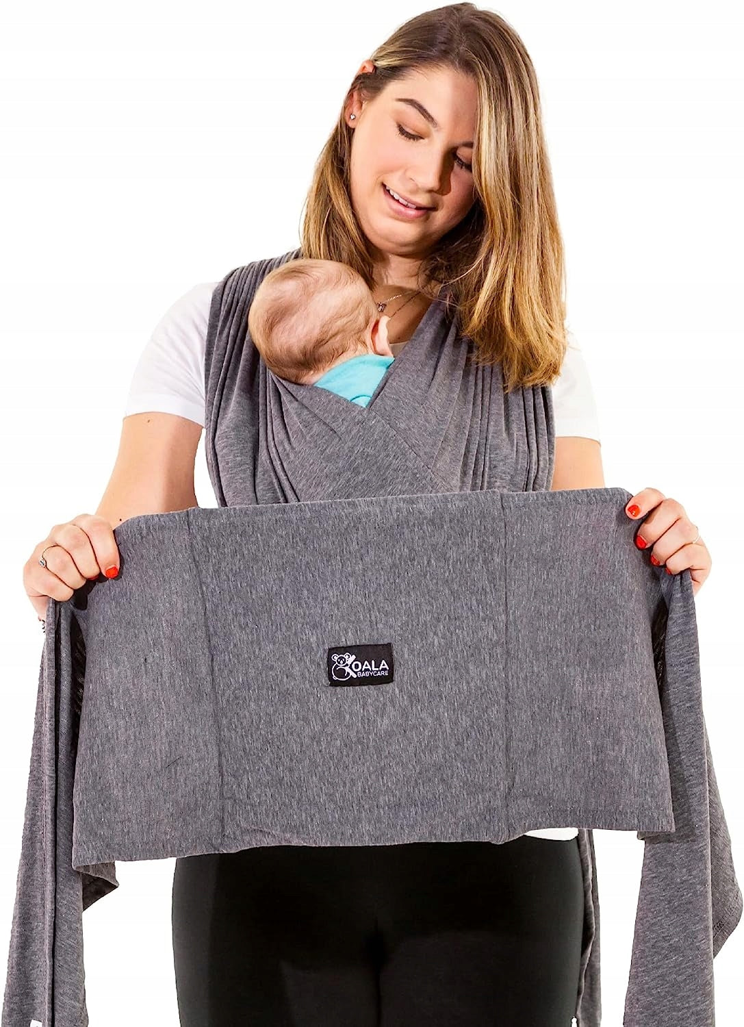 KOALA BABYCARE chusta do noszenia dziecka 2w1, szara, do 10 kg, dla noworodka, wygodne nosidło