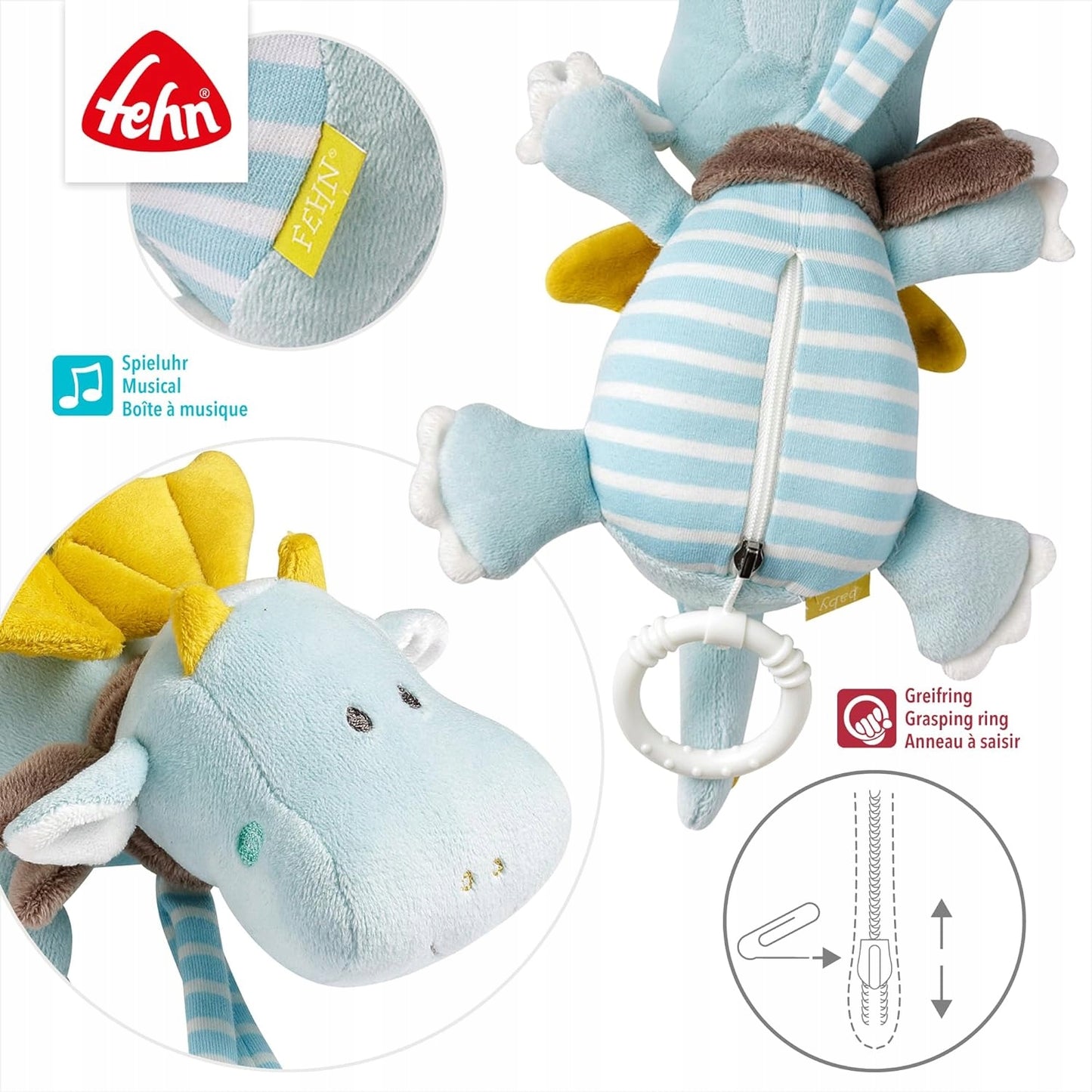 FEHN Mały Zamek zawieszka z pozytywką SMOK 19 cm