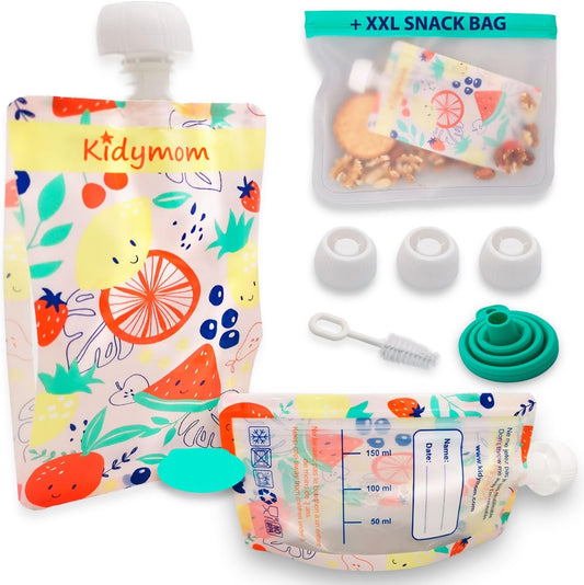 KIDYMOM pungi reutilizabile pentru piure x7 + accesorii