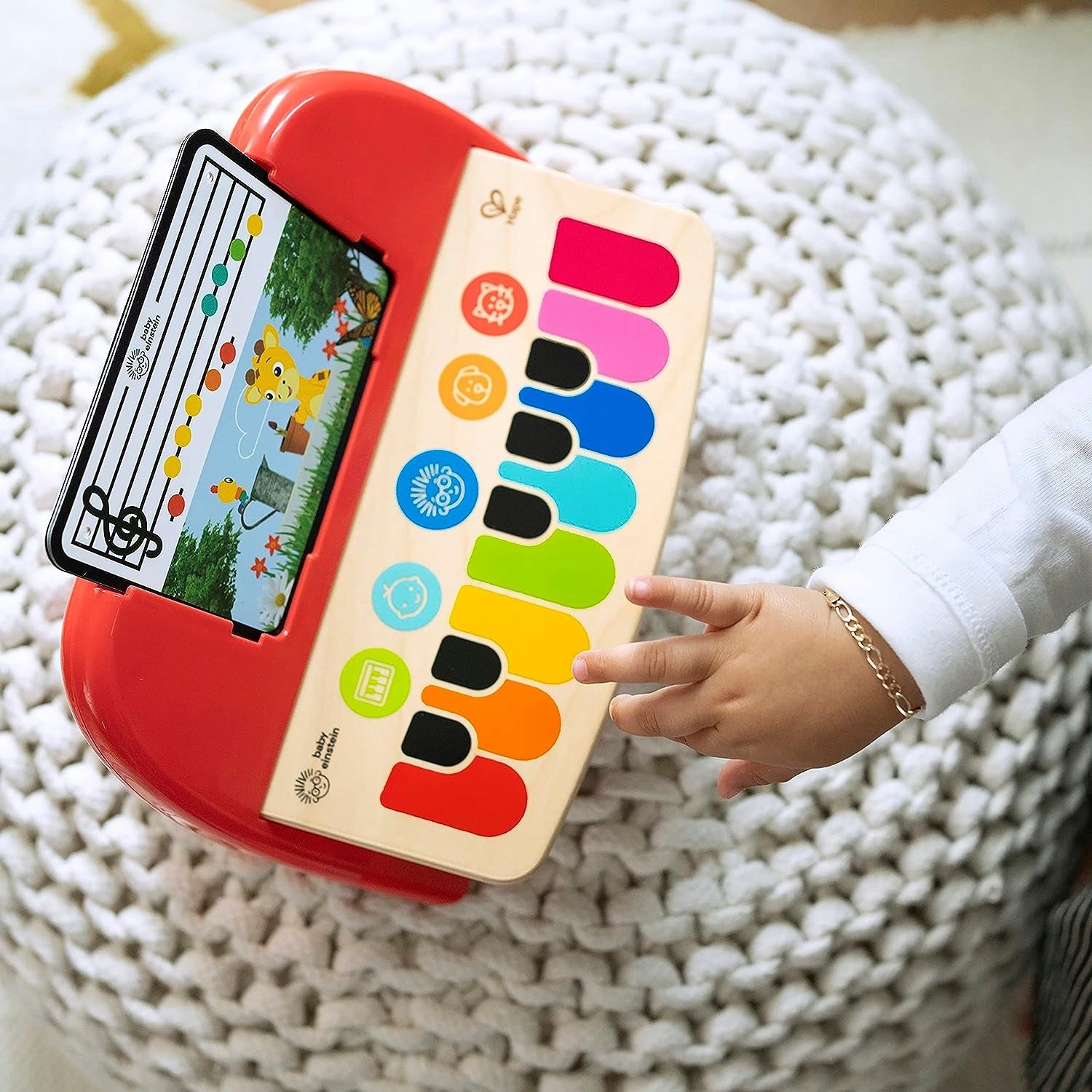 HAPE Cal's First drewniane pianinko dotykowe z nutkami 6 melodii