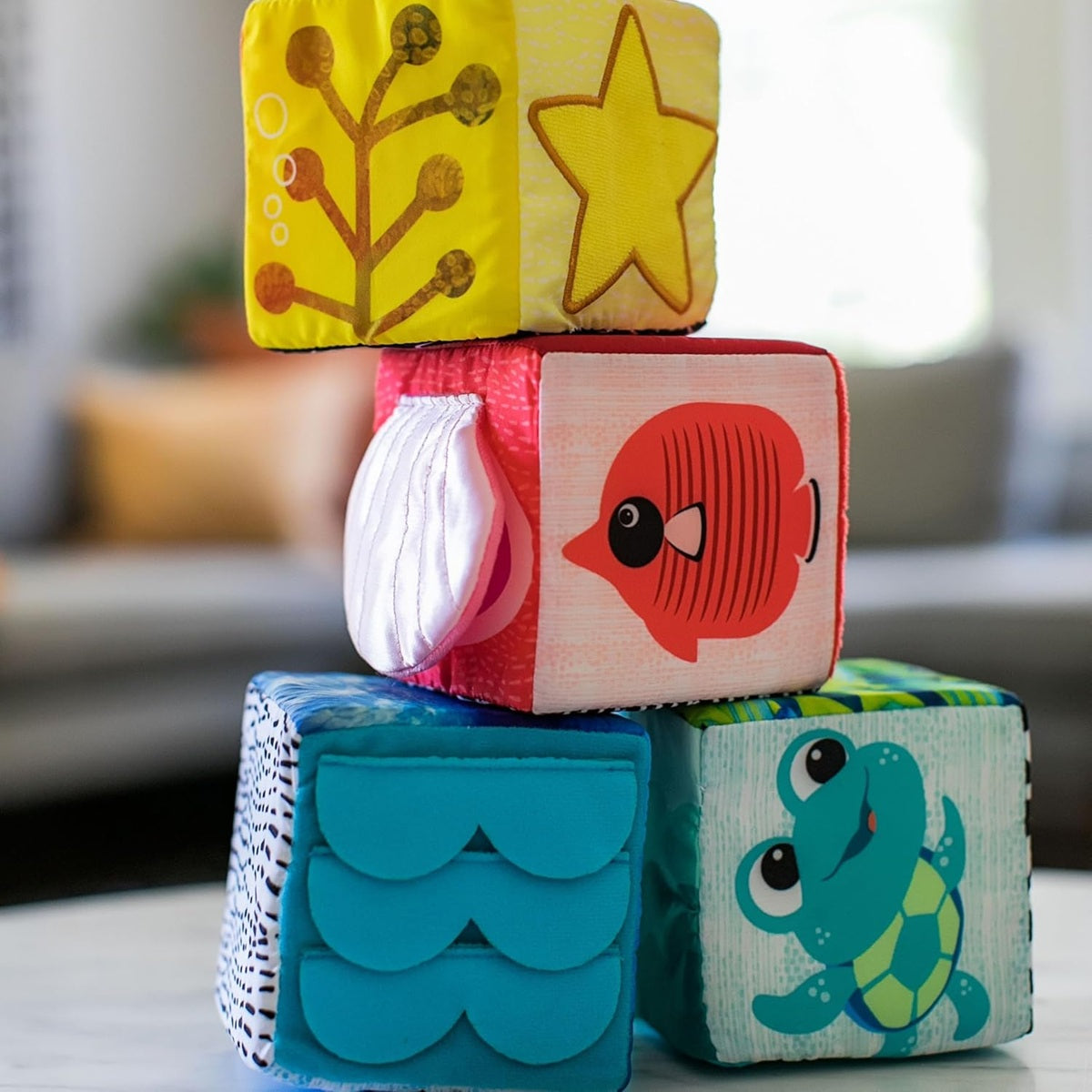 BABY EINSTEIN Explore & Discover Blocks blocuri educaționale moi 4 bucăți