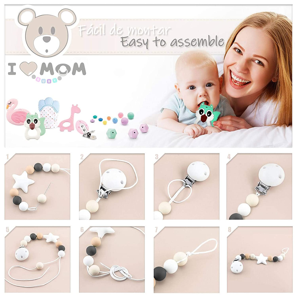 RUBY Artestar set DIY pentru lănțișor de suzetă