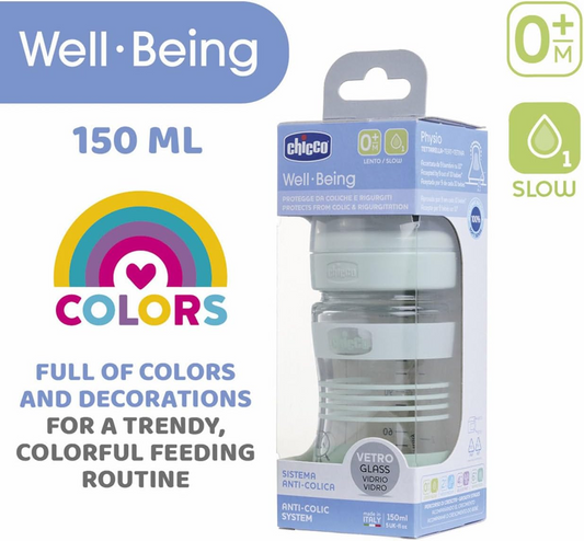 CHICCO sticlă Well Being 0m+ 150ml STICLĂ