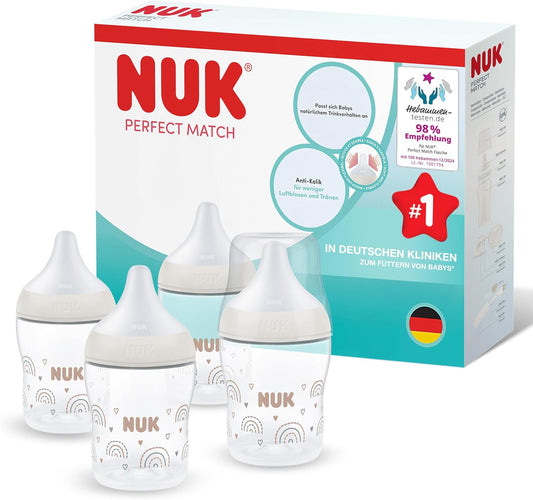 NUK Perfect Match – biberoane anticolici de 150 ml, set de 4, 3 luni+