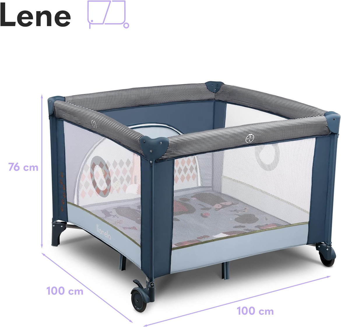 LIONELO FIE pătuț de călătorie țarc 100x100cm PÂNĂ LA 15KG