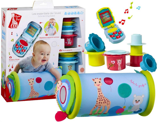 SOPHIE LA GIRAFE σετ δώρου ρολόι, τηλέφωνο, κυπελλάκια 10 τμχ.