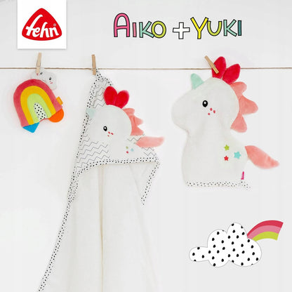 FEHN Aiko&Yuki poduszka zagłówek podróżny z grzechotką JEDNOROŻEC