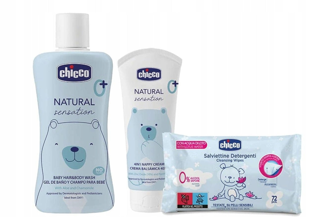 CHICCO Natural pelenkázó hátizsák pelenkákhoz és kiegészítőkhöz + kozmetikumok