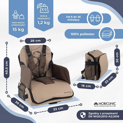 MOBICLINIC Monkey scaun de masă portabil pentru copii Înălțător