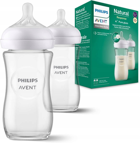 PHILIPS AVENT Natural RESPONSE biberon 240 ml 1 lună+ DIN STICLĂ x2