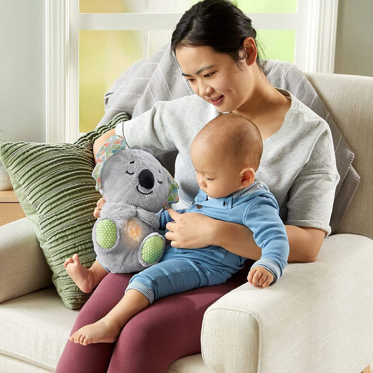 FISHER-PRICE śpiący KOALA oddychający brzuszek pluszowa przytulanka uspokajająca dla niemowląt 0+