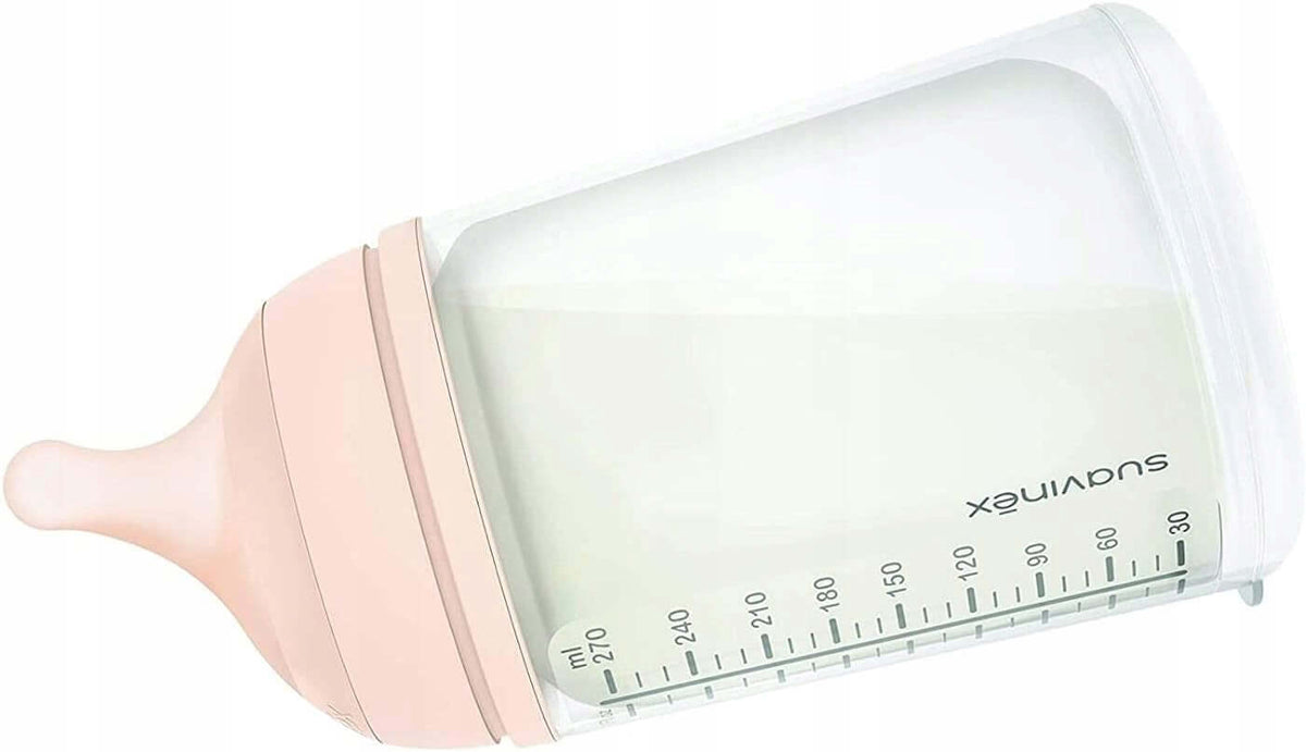 SUAVINEX butelka ZERO ZERO 270ml antykolkowa butelka dla niemowląt z silikonowym smoczkiem, 3m+