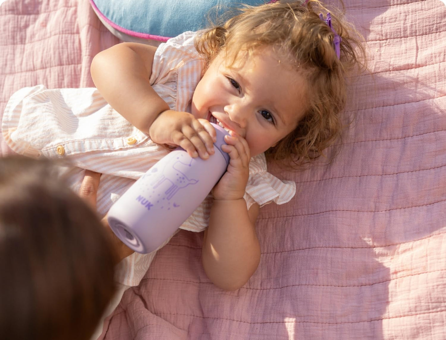 NUK Mini-Me Flip Edelstahlflasche mit Strohhalm und Mundstück 500 ml 12m+