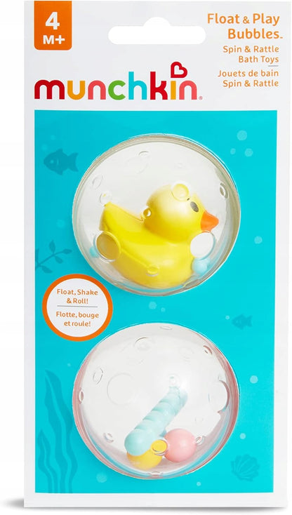 MUNCHKIN Float & Play bańki z grzechotkami do kąpieli 2 sztuki, kolorowe zabawki 4 m+ unoszące się na wodzie