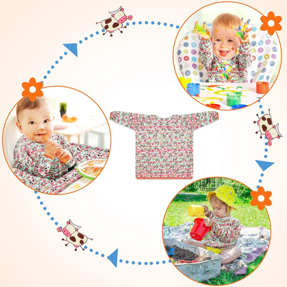 LENBEST Baby Bibs vodeodolný podbradník – kombinéza s rukávmi 6 m+