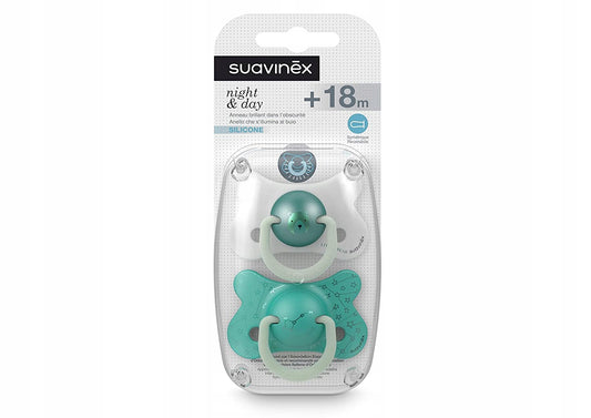 SUAVINEX Day&Night-speen x2 siliconen 18m+ GLOEIT