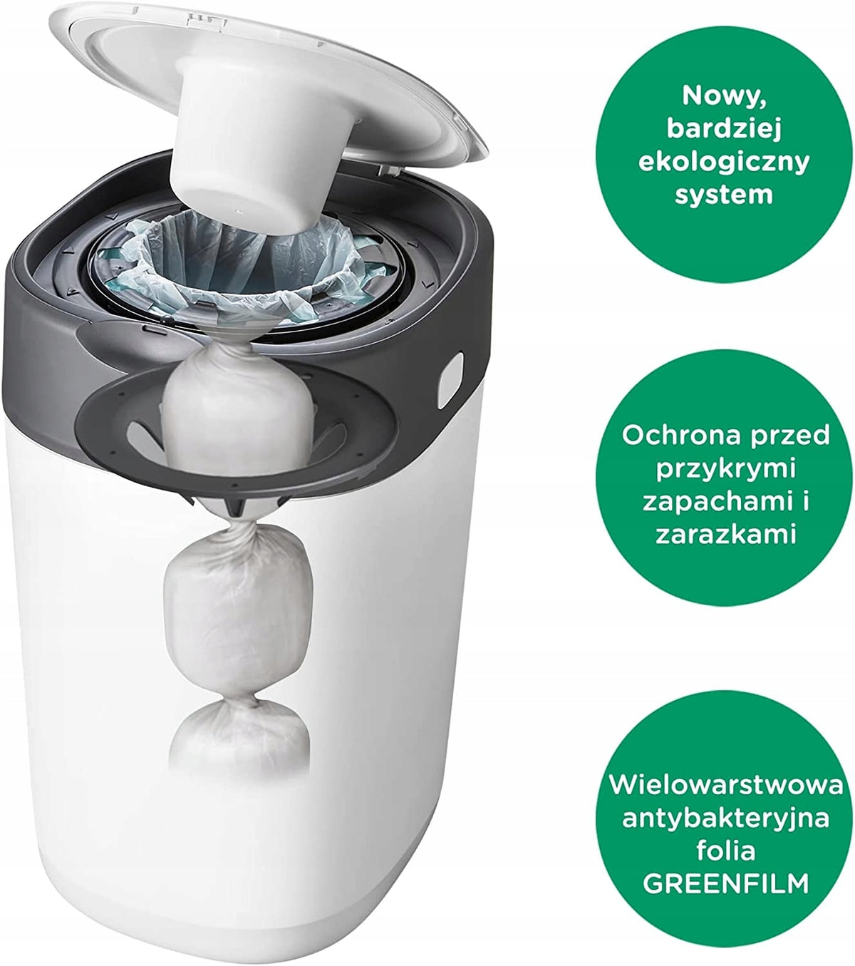 TOMMEE TIPPEE Twist&Click kosz na pieluchy, nowy ekologiczny system ochrony przed zapachami i zarazkami