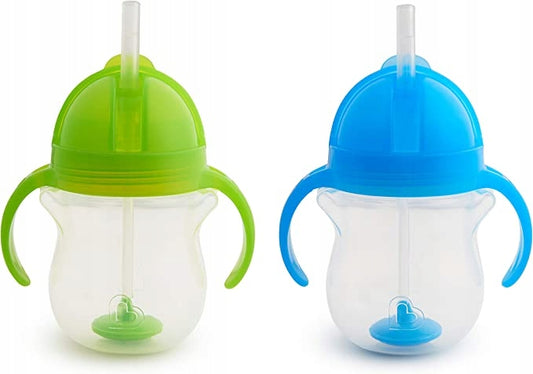 MUNCHKIN Tip&Sip cană anti-vărsare 6luni+ 207ml cu pai ponderat x2
