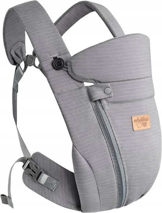 VRBABIES nosidełko ergonomiczne, szare miękkie nosidło dla dziecka 3,5-15 kg z regulowanymi paskami