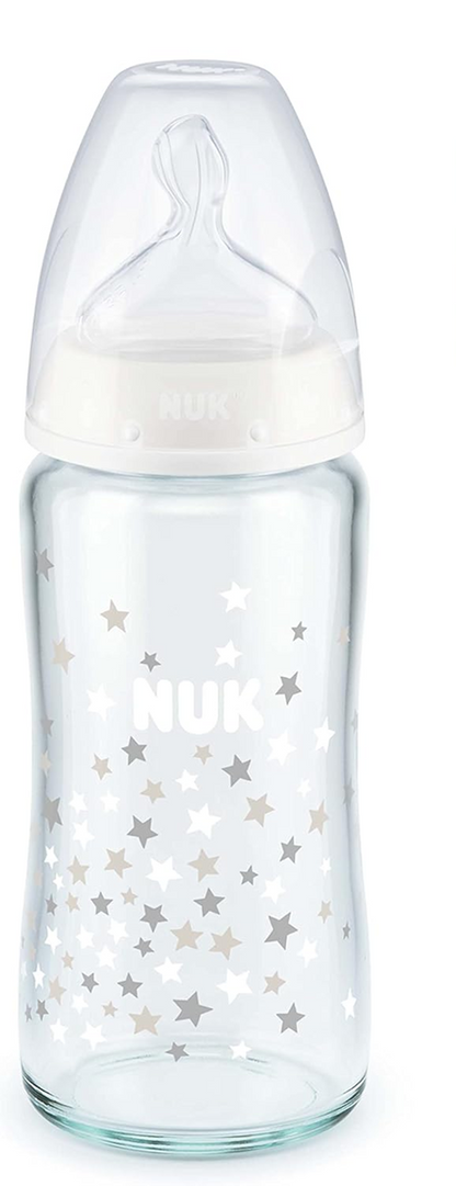 NUK First Choice+ sticlă de sticlă 240 ml 0-6 luni tetină M indicator de temperatură