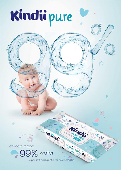 KINDII Pure Water 99 șervețele umede cu apă x60