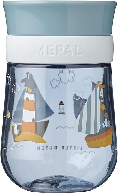Cana de antrenament MEPAL, cană anti-vărsare cu gură 360 de grade, 300 ml, 9 luni+