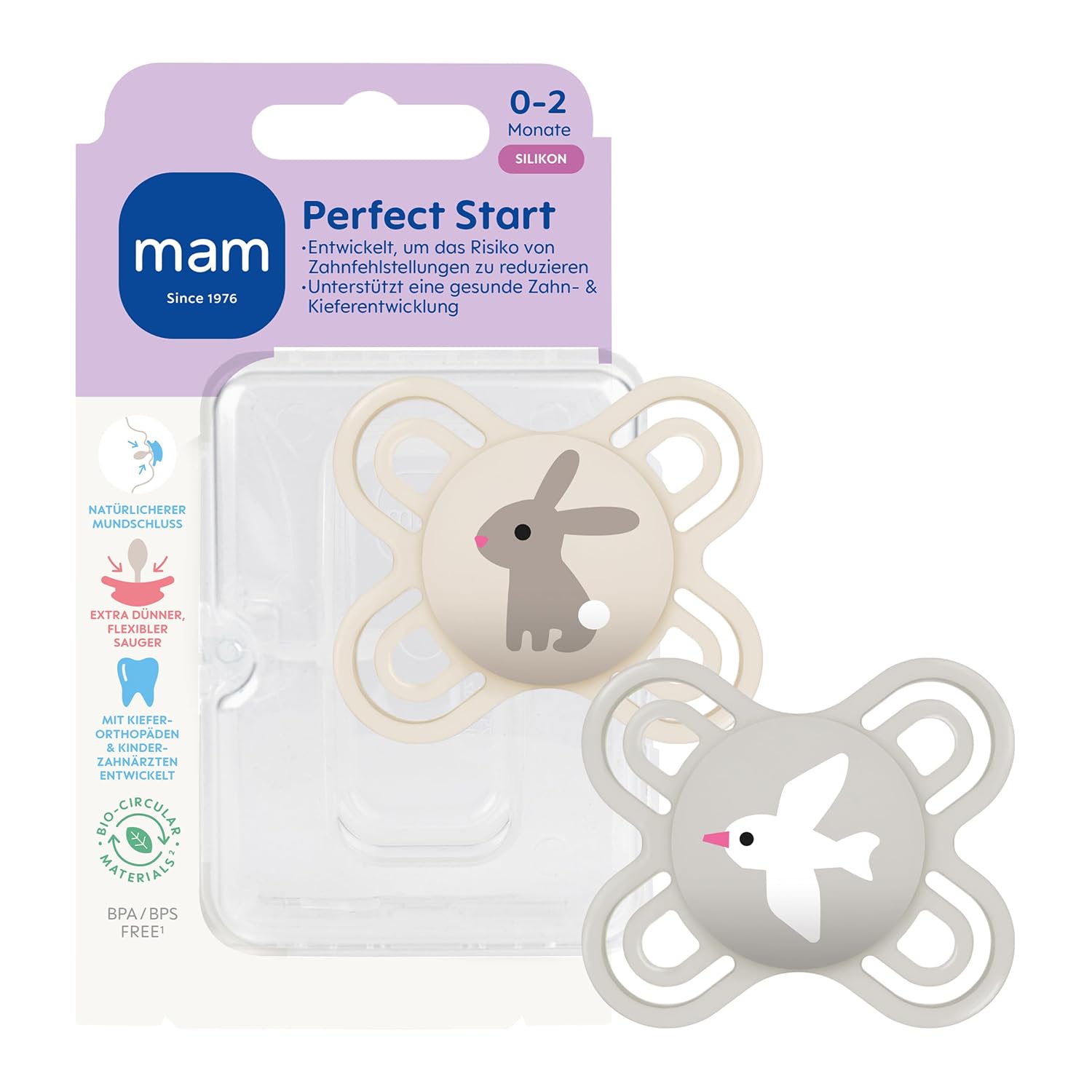 MAM Perfect Start suzetă de silicon pentru bebeluși, 0-2 luni, x2