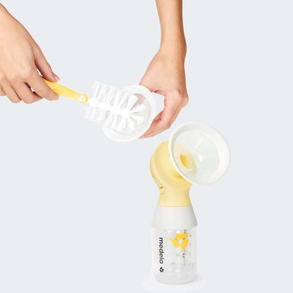 MEDELA Swing Maxi Flex podwójn laktator 2-fazowyU1, żółty laktator elektryczny z butelką i szczotką do czyszczenia