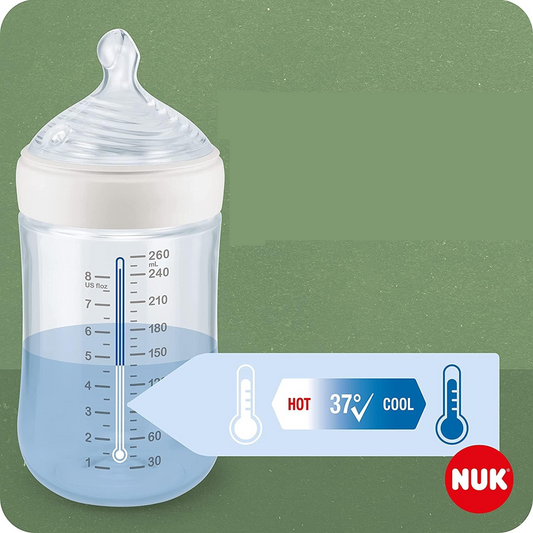 NUK For Nature biberon 150 ml 1 m+ tetină S flux lent control temperatură