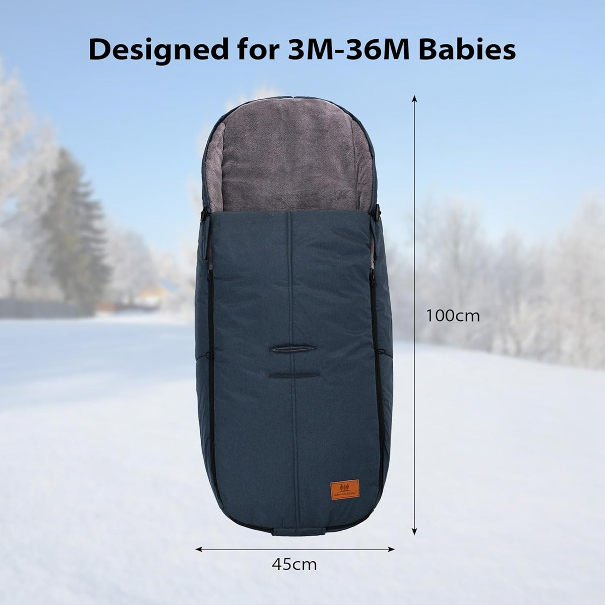 MIRACLE BABY śpiworek do wózków uniwersalny, 100x45 cm, zimowy śpiworek dla dzieci 3-36 miesięcy