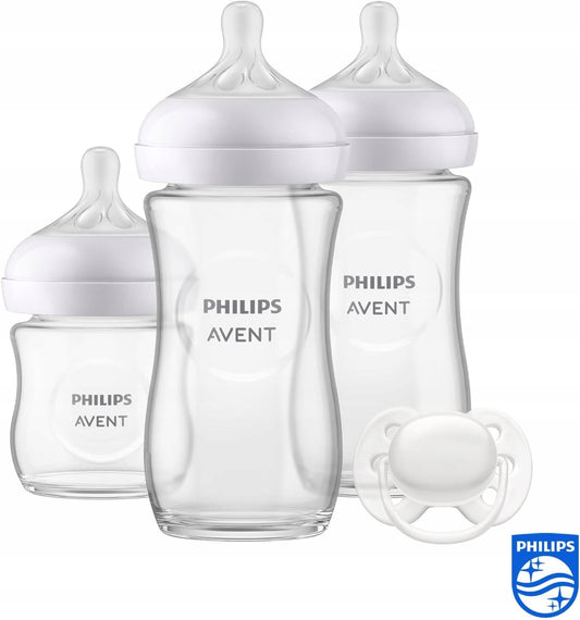 PHILIPS AVENT Natural Response set de 3 biberoane DIN STICLĂ + tetină