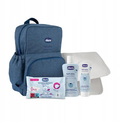 CHICCO Natural pelenkázó hátizsák pelenkákhoz és kiegészítőkhöz + kozmetikumok