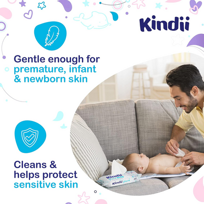 KINDII Pure Water 99 chusteczki nawilżane wodą x60