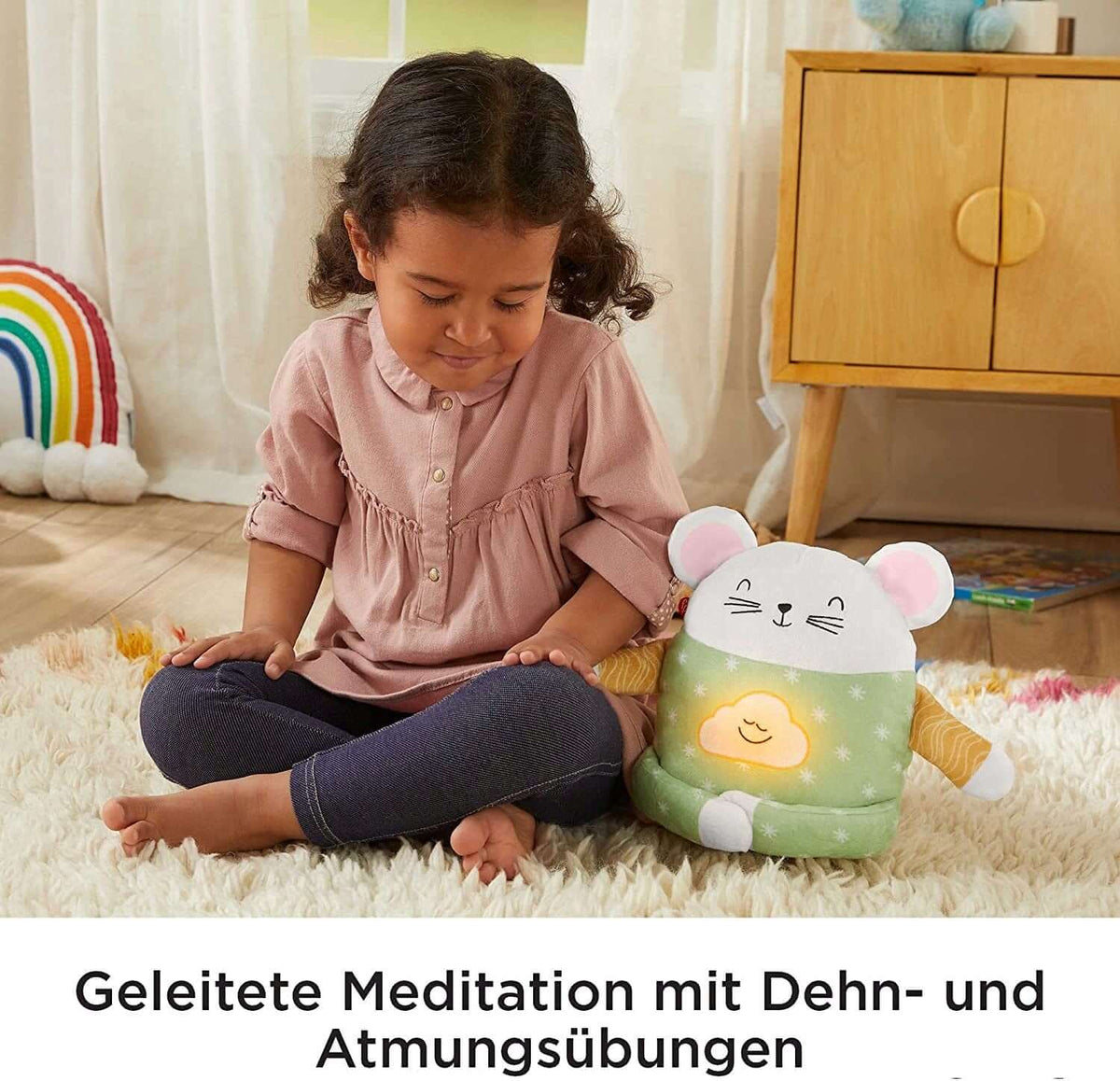 FISHER-PRICE myszka do medytacji uspokajacz J.DE. dziewczynka z pluszową myszką do medytacji