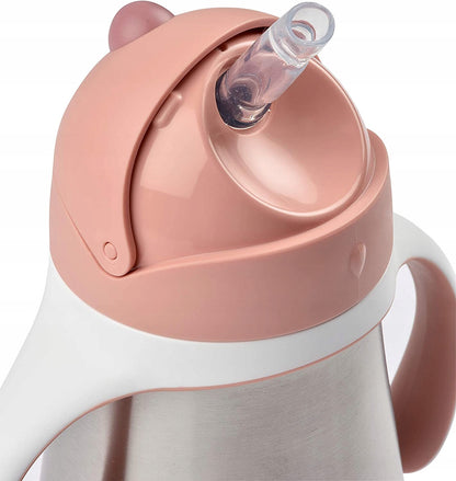 BEABA kubek niekapek ze słomką STALOWY 250 ml
