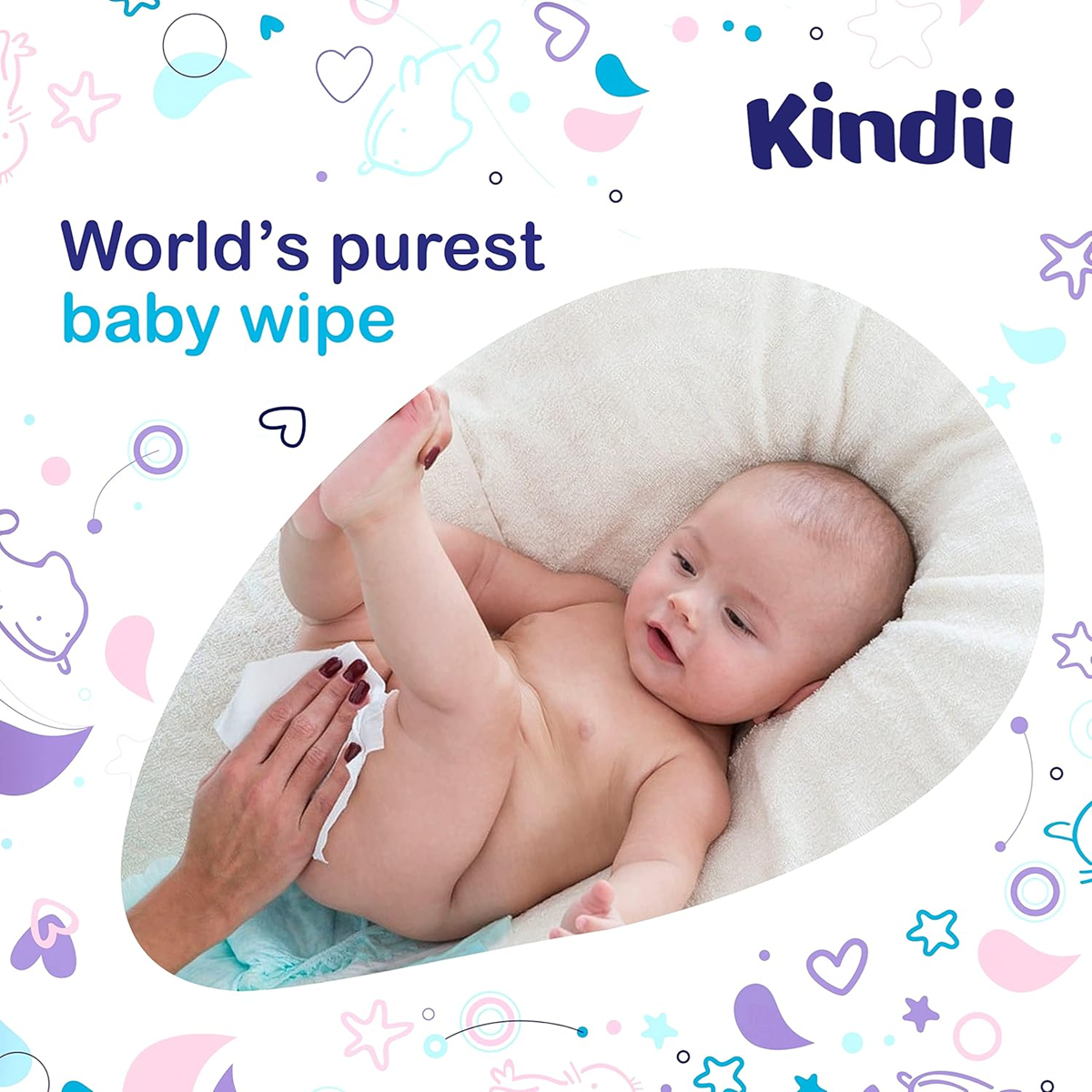 KINDII Pure Water 99 chusteczki nawilżane wodą x60