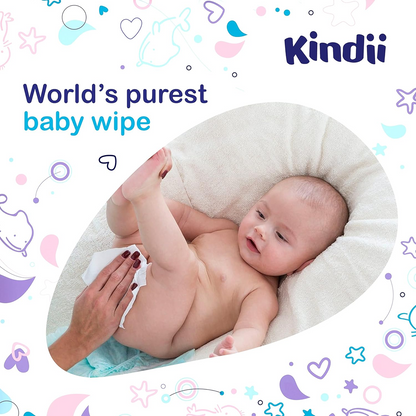 KINDII Pure Water 99 chusteczki nawilżane wodą x60