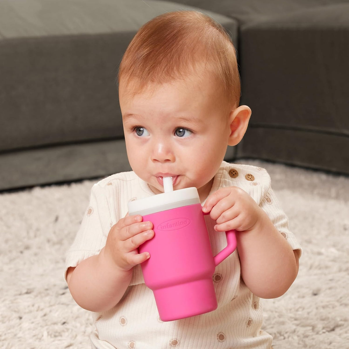 INFANTINO My 1st Tumbler cană din silicon anti-vărsare cu cioc 266 ml 6 luni+