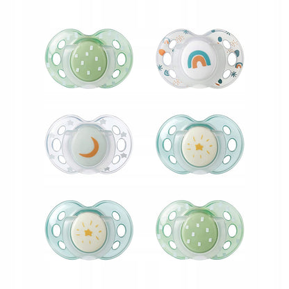 TOMMEE TIPPEE smoczki symetryczne x6 ŚWIECĄ 18-36