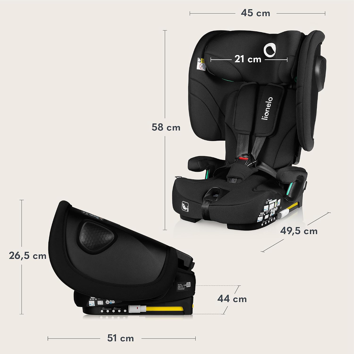 LIONELO NELLY i-Size scaun auto 76-150 cm cu ISOFIX