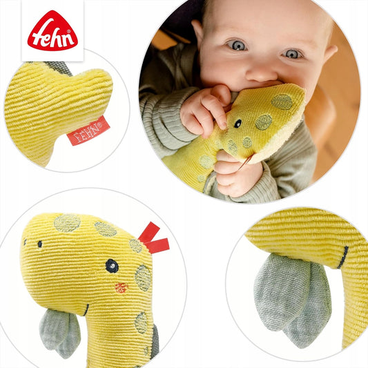 FEHN jucărie de pluș cu zornăitoare și sunet Dino 17,5 cm