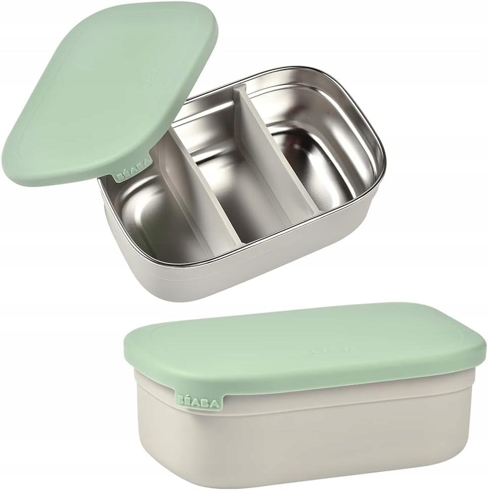 BEABA cutie pentru gustări lunchbox din OȚEL inoxidabil, 760 ml, cu compartimente