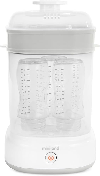 MINILAND Steamy 2în1 STERILIZATOR CU ABURI 5 sticle 8 minute + clești