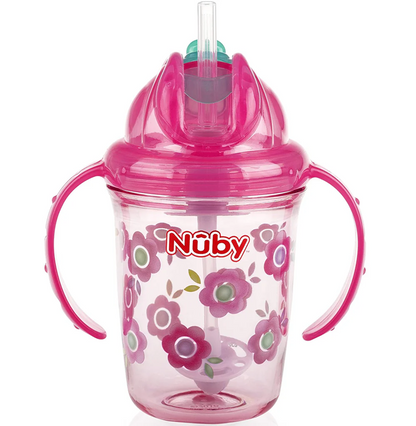 NUBY Flip-it Cup kubek niekapek ze słomką 12 m+ 240 ml
