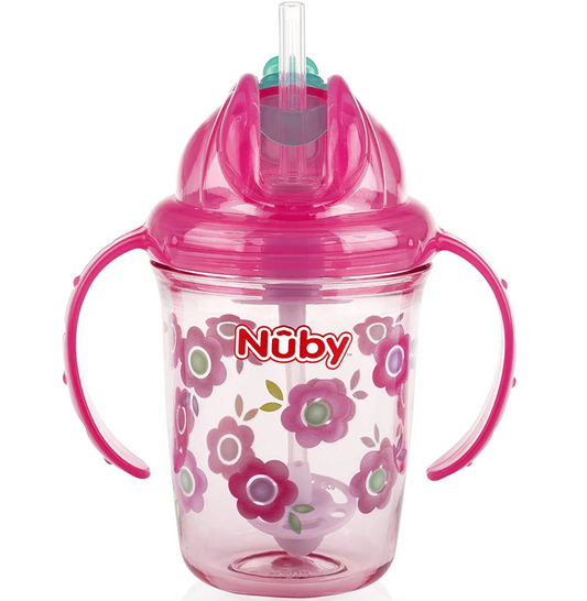 NUBY Flip-it Cup kubek niekapek ze słomką 12 m+ 240 ml