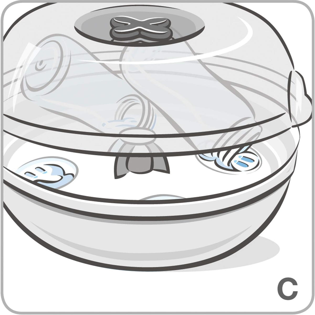 Sterilizator cu microunde TIGEX Express pentru 5 biberoane și accesorii, 4 minute