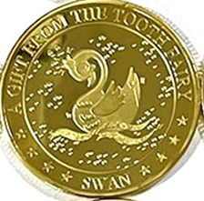 BRADOC Wróżka Zębuszka pozłacana metalowa moneta pod poduszkę 4 cm ŁABĘDŹ